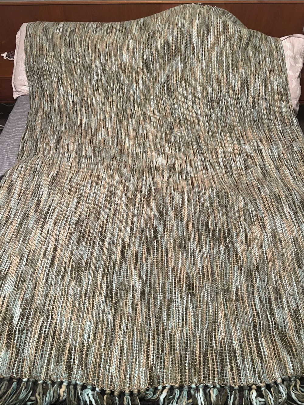 Surya Teegan Woven Acrylic Throw Blanket 76x56 Multi Color Fringe Rustic